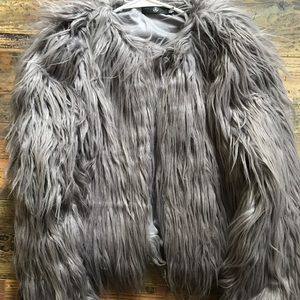 Fluffy faux fur coat